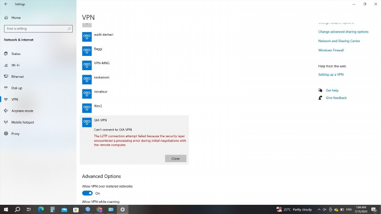Vpn не подключается windows 10